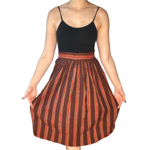 VINTAGE 70s Retro Small Wool Striped Skirt